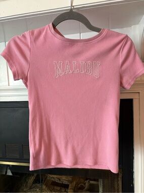 art class Pink 'MALIBU' Ribbed Short Sleeve Tee